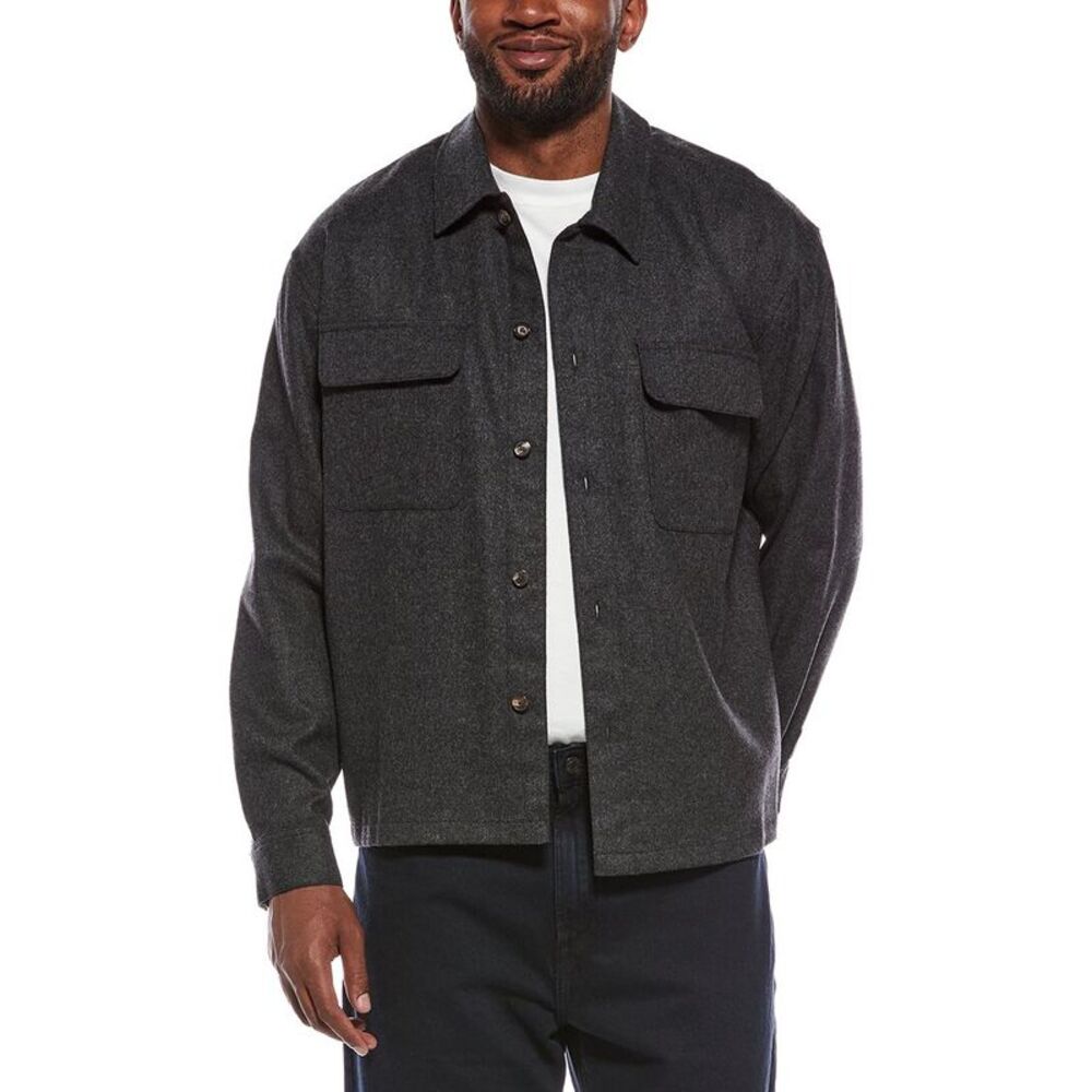 Frame Denim Mens Wool-Blend Overshirt, Gray